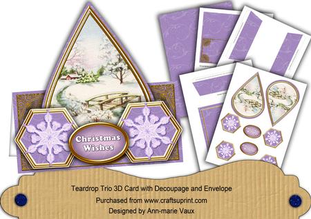 Snowscene Lilac Snowflake Christmas Wishes Teardrop Trio Kit