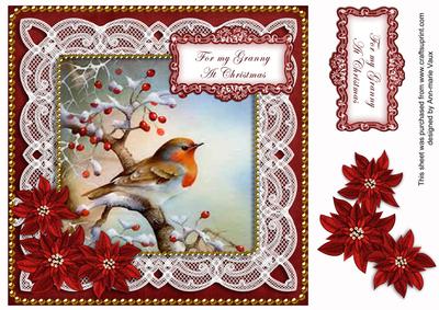 Red Robin Granny at Christmas 8in Sentiment Topper