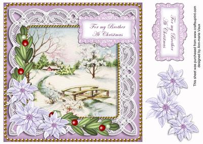 Lilac Snowscene Brother at Christmas 8in Sentiment Topper