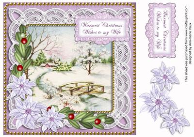 Lilac Snowscene Warm Wishes Wife 8in Sentiment Topper