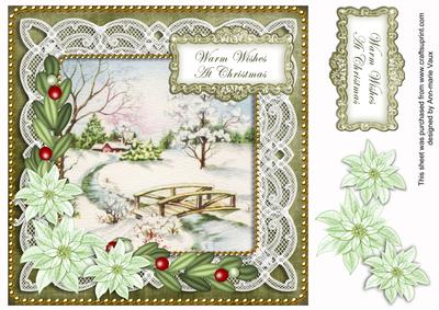 Olive Snowscen Warm Wishes at Christmas 8in Sentiment Topper