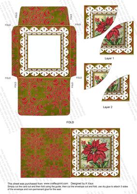 Red Poinsettia Mini Card Envelope Duo Corner Stacker