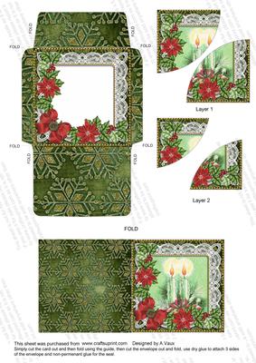 Candle Duo Poinsettia Mini Card Envelope Duo Corner Stacker