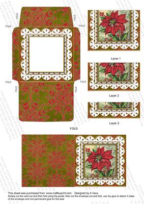 Red Poinsettia Mini Card Envelope Bottom Stacker