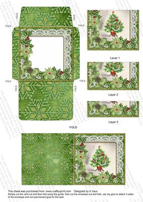 Elegant Tree Green Mini Card Envelope Bottom Stacker