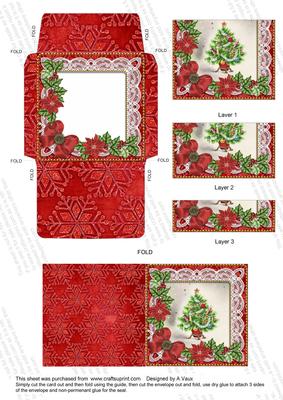 Elegant Tree Red Mini Card Envelope Bottom Stacker