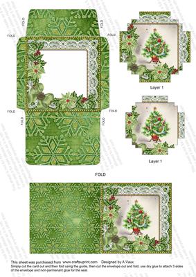 Elegant Tree Green Mini Card Envelope Hex Stacker