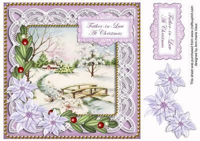 Lilac Snowscene Father in Law 8in Sentiment Topper