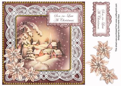 Snowy Village Son in Law 8in Sentiment Topper