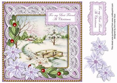 Lilac Snowscen Best Friend at Christmas 8in Sentiment Topper