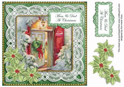 Christmas Door Mum & Dad at Christmas 8in Sentiment Topper