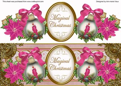 Pink Candles Magical Christmas Large Dl Topper