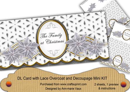 Silver Poin Family Christmas Lace Wrap Decoupage Mini Kit