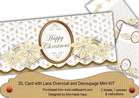 Cream Poin Happy Christmas Lace Wrap Decoupage Mini Kit
