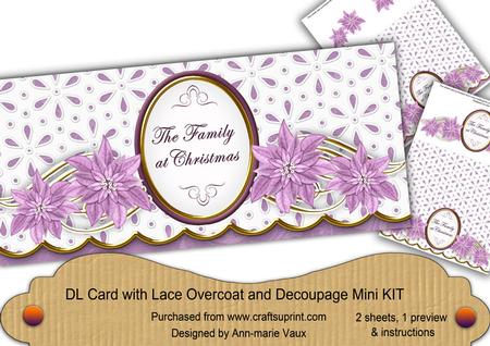 Lilac Poin Family at Christmas Lace Wrap Decoupage Mini Kit