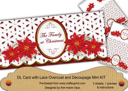 Red Poin Family at Christmas Lace Wrap Decoupage Mini Kit