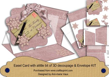 Dpink Flake Family at Christmas Easel Card & Envelope Kit