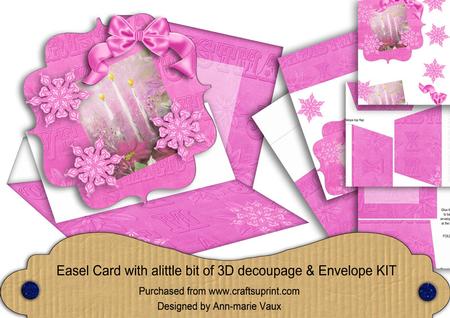 Pink Candles Flake Easel Bracket Card & Envelope Kit