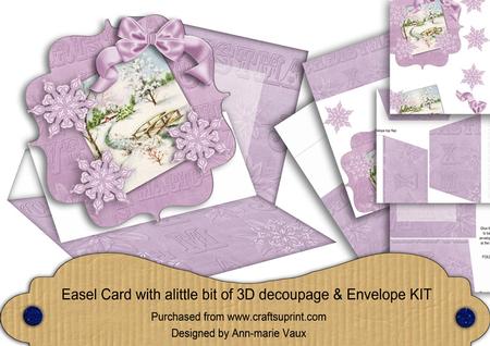 Lilac Snowscene Flake Easel Bracket Card & Envelope Kit