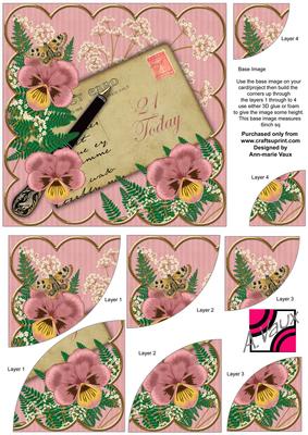 Pink Pansy 21 Today 6in Duo Corner Stacker