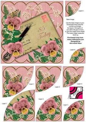 Pink Pansy 85 Today 6in Duo Corner Stacker