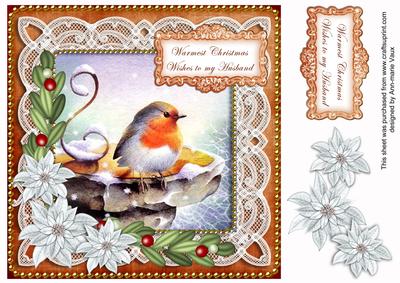 Borange Robin Warmest Husband 8in Sentiment Topper