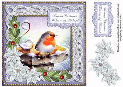 Blue Robin Warmest Husband 8in Sentiment Topper