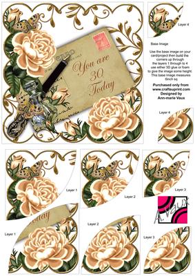 Peach Roses 30 Today Ink Saver 6in Duo Corner Stacker