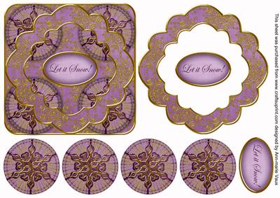 Purple Goldflake Let It Snow! 3D Rosette Decoupage Topper