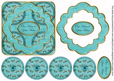 Teal Holly Our House Your House 3D Rosette Deco Topper