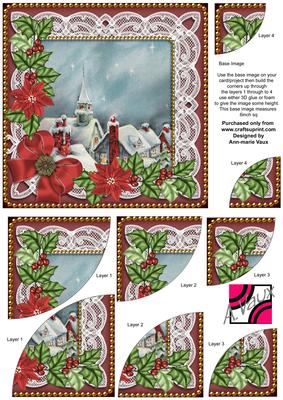 Red Rooftops Poinsettia 6in Duo Corner Stacker
