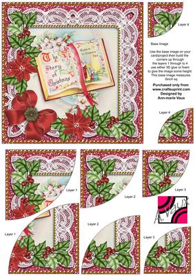 Glory Book Red Poinsettia 6in Duo Corner Stacker