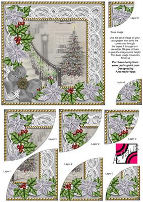 Grey Tree Poinsettia 6in Duo Corner Stacker