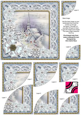 Ice Blue Village Poinsettia 6in Duo Corner Stacker