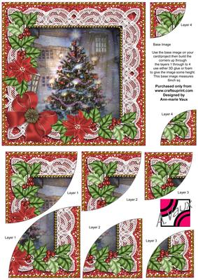 My Tree Red Poinsettia 6in Duo Corner Stacker