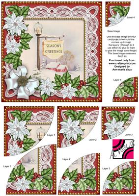 Pub Sign Poinsettia 6in Duo Corner Stacker