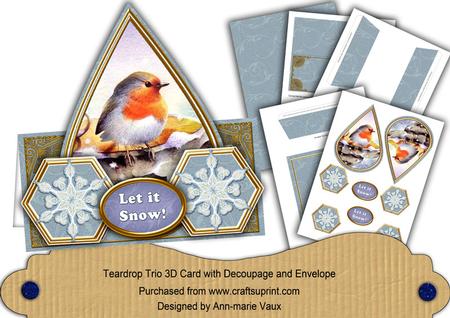 Blue Robin Snowflake Let It Snow! Teardrop Trio Kit