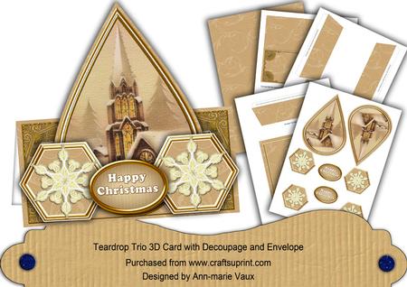 Snow Steeple Flake Happy Christmas Teardrop Trio Kit