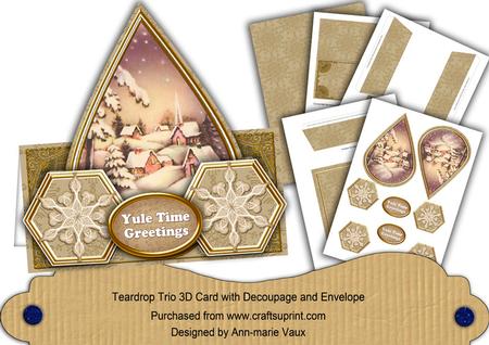 Snowy Village Flake Yule Time Greetings Teardrop Trio Kit