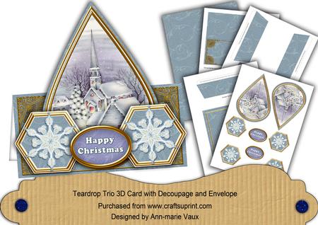 Blue Church Flake Happy Christmas Teardrop Trio Kit