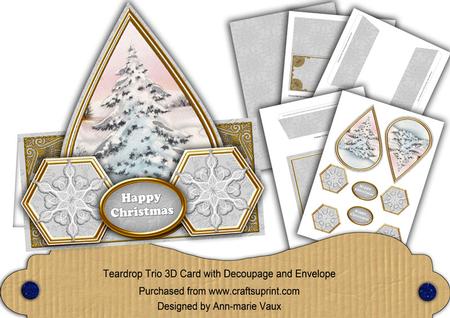 Snow Tree Flake Happy Christmas Teardrop Trio Kit