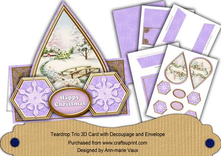 Lilac Snowscene Flake Happy Christmas Teardrop Trio Kit