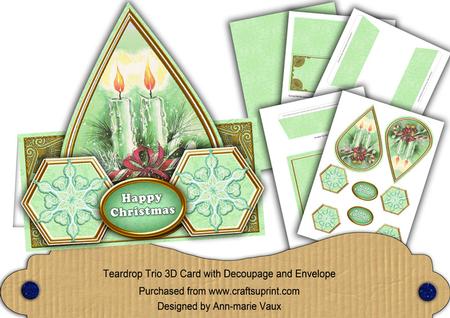 Candle Duo Flake Happy Christmas Teardrop Trio Kit