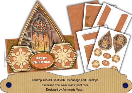 Church Window Flake Happy Christmas Teardrop Trio Kit