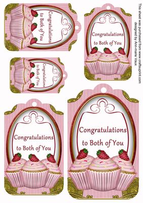 Pink Cupcake Congratulations to Both Tag Embellishment Sheet