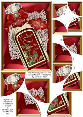 Red Bottle of Festive Cheer 7x5in Quad Corner Stacker