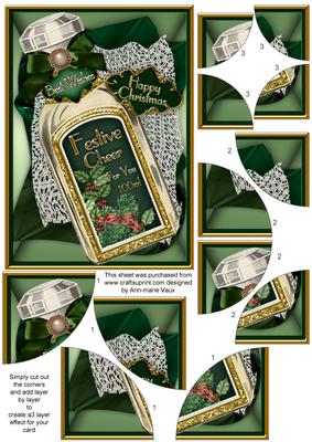 Green Bottle of Festive Cheer 7x5in Quad Corner Stacker