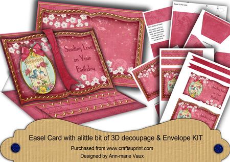 Cerise Lovebirds Sending Love on Birthday Easel Book Kit