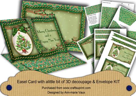 Elegant Green Tree Merry Christmas & New Year Easel Book Kit