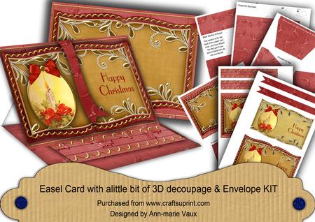Single Candle Gold Happy Christmas Easel Book Kit